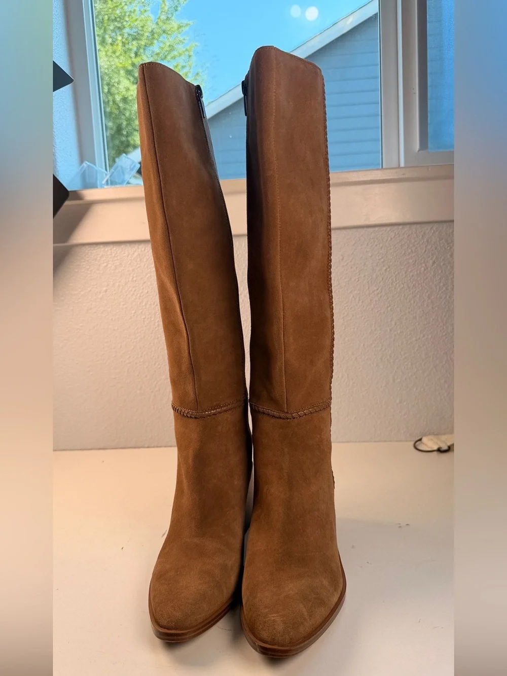 Vince Camuto Kalee Brown Suede Knee High Block Heel Boots Size 8.5 tall boots